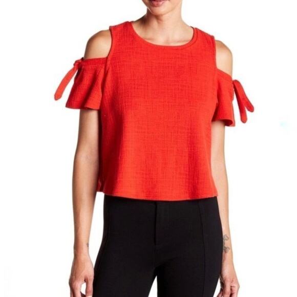 Madewell Women's Skylark Cold Shoulder Top Red Size M - Picture 1 of 10